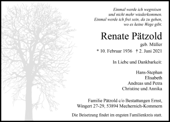 Anzeige von Renate Pätzold von  Blickpunkt Euskirchen 