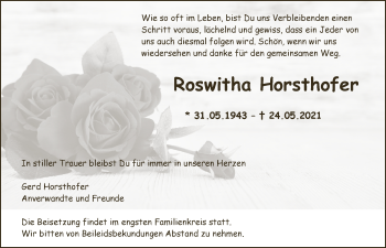 Anzeige von Roswitha Horsthofer von  Extra Blatt 