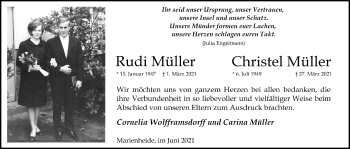 Anzeige von Rudi Müller von  Anzeigen Echo 