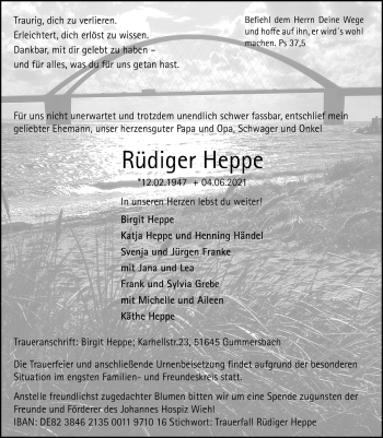 Anzeige von Rüdiger Heppe von  Anzeigen Echo 
