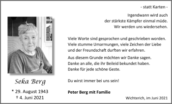 Anzeige von Seka Berg von  Blickpunkt Euskirchen 