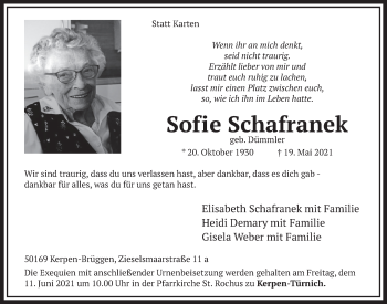Anzeige von Sofie Schafranek von  Werbepost 