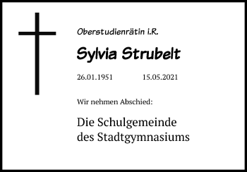 Anzeige von Sylvia Strubelt von Kölner Stadt-Anzeiger / Kölnische Rundschau / Express