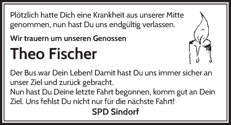  Traueranzeige für Theo Fischer vom 25.06.2021 aus  Werbepost 