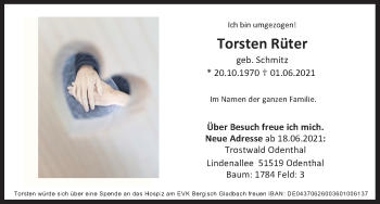 Anzeige von Torsten Rüter von Kölner Stadt-Anzeiger / Kölnische Rundschau / Express