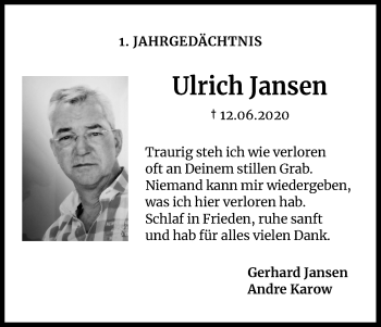 Anzeige von Ulrich Jansen von Kölner Stadt-Anzeiger / Kölnische Rundschau / Express