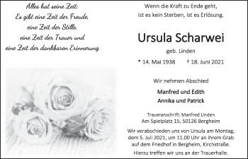 Anzeige von Ursula Scharwei von  Werbepost 