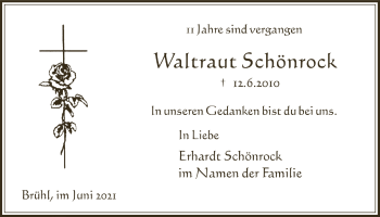 Anzeige von Waltraut Schönrock von  Schlossbote/Werbekurier 