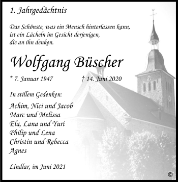 Anzeige von Wofgang Büscher von Kölner Stadt-Anzeiger / Kölnische Rundschau / Express