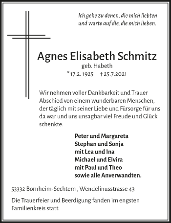 Anzeige von Agnes Elisabeth Schmitz von  Schaufenster/Blickpunkt 
