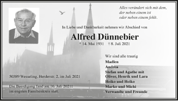 Anzeige von Alfred Dünnebier von  Schlossbote/Werbekurier 