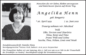 Anzeige von Angelika Henn von  Werbepost 