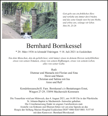 Anzeige von Bernhard Bornkessel von  Blickpunkt Euskirchen 