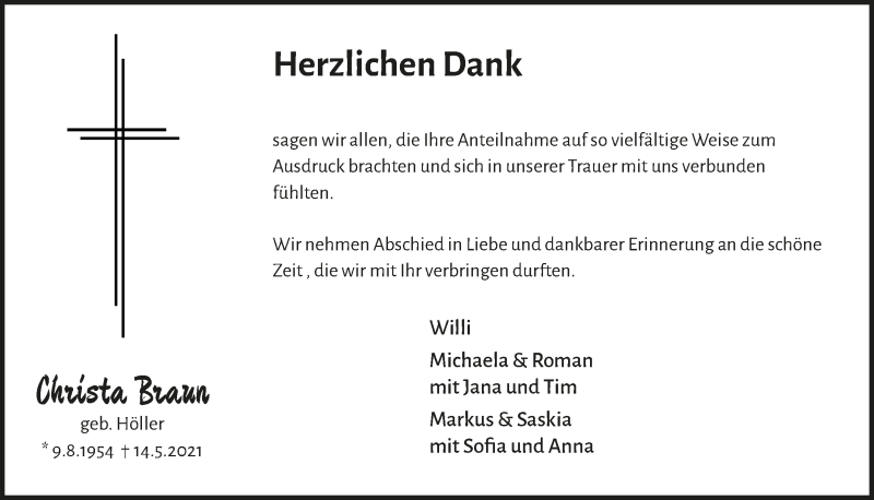  Traueranzeige für Christ Braun vom 10.07.2021 aus  Blickpunkt Euskirchen 