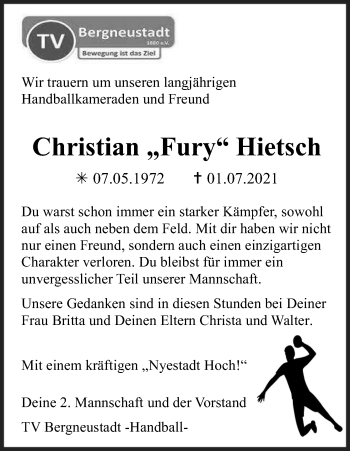 Anzeige von Christian Hietsch von Kölner Stadt-Anzeiger / Kölnische Rundschau / Express
