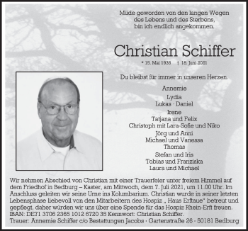 Anzeige von Christian Schiffer von  Werbepost 