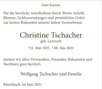 Anzeige von Christine Tschacher von  Schaufenster/Blickpunkt 