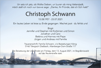Anzeige von Christoph Schwann von  Bergisches Handelsblatt 
