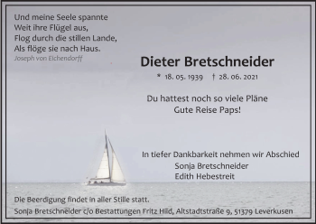 Anzeige von Dieter Bretschneider von Kölner Stadt-Anzeiger / Kölnische Rundschau / Express