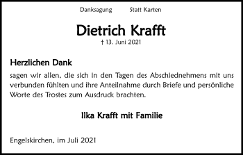 Anzeige von Dietrich Krafft von Kölner Stadt-Anzeiger / Kölnische Rundschau / Express