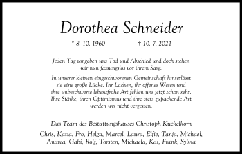 Anzeige von Dorothea Schneider von Kölner Stadt-Anzeiger / Kölnische Rundschau / Express