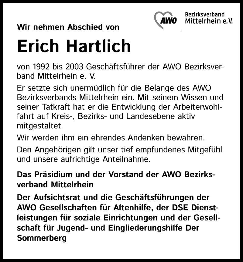  Traueranzeige für Erich Hartlich vom 03.07.2021 aus Kölner Stadt-Anzeiger / Kölnische Rundschau / Express