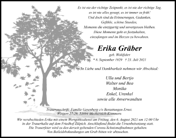 Anzeige von Erika Gräber von  Blickpunkt Euskirchen 