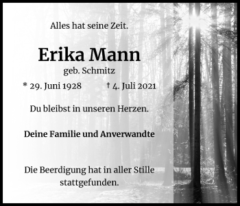 Anzeige von Erika Mann von Kölner Stadt-Anzeiger / Kölnische Rundschau / Express