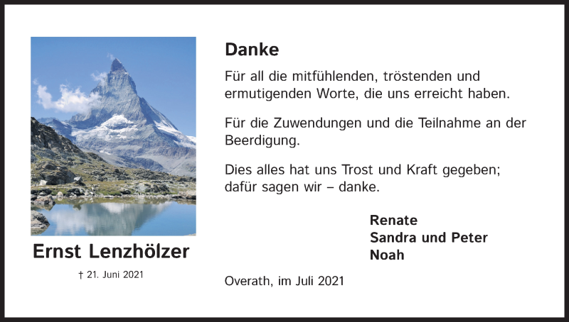  Traueranzeige für Ernst Lenzhölzer vom 24.07.2021 aus Kölner Stadt-Anzeiger / Kölnische Rundschau / Express
