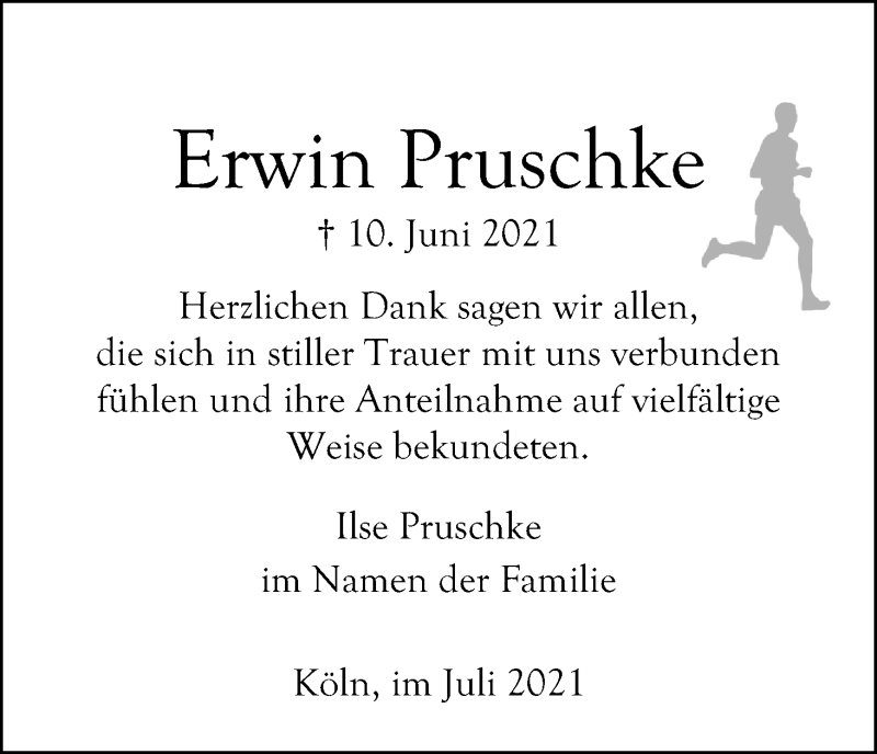  Traueranzeige für Erwin Pruschke vom 17.07.2021 aus Kölner Stadt-Anzeiger / Kölnische Rundschau / Express