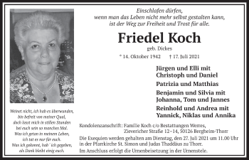 Anzeige von Friedel Koch von  Werbepost 