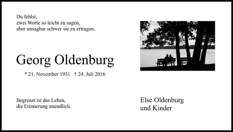  Traueranzeige für Georg Oldenburg vom 24.07.2021 aus Kölner Stadt-Anzeiger / Kölnische Rundschau / Express