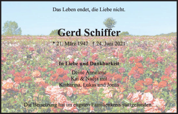 Anzeige von Gerd Schiffer von  Werbepost 