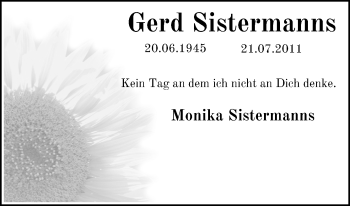 Anzeige von Gerd Sistermanns von Kölner Stadt-Anzeiger / Kölnische Rundschau / Express