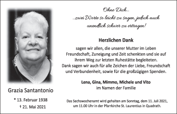 Anzeige von Grazia Santantonio von  Werbepost 