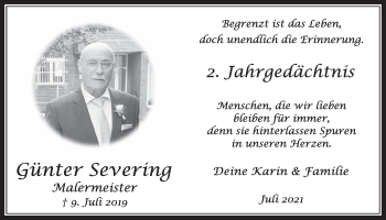 Anzeige von Günter Severing von  Wochenende 