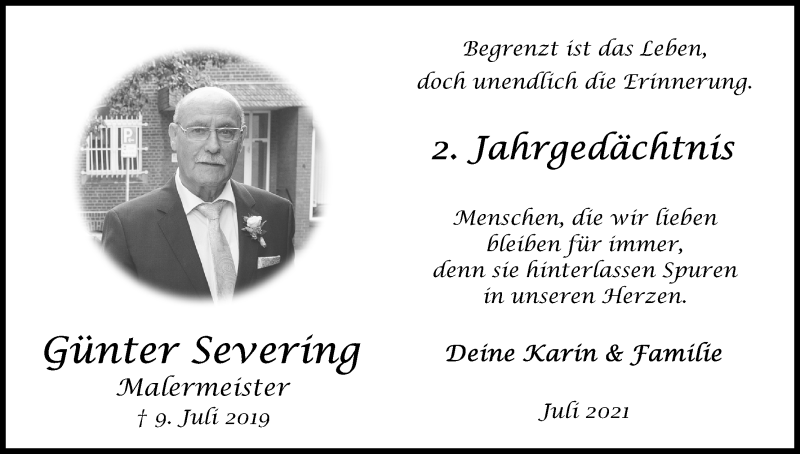  Traueranzeige für Günter Severing vom 10.07.2021 aus Kölner Stadt-Anzeiger / Kölnische Rundschau / Express