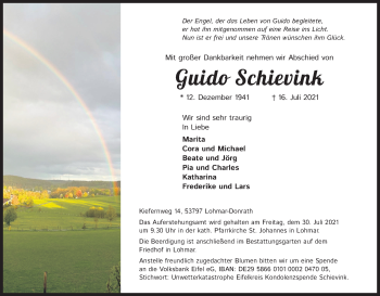 Anzeige von Guido Schievink von Kölner Stadt-Anzeiger / Kölnische Rundschau / Express