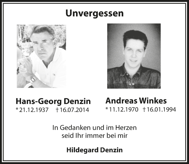  Traueranzeige für Hans-Georg Denzin vom 17.07.2021 aus  Blickpunkt Euskirchen 