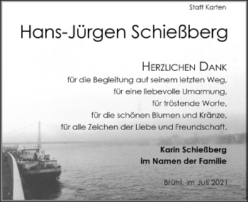 Anzeige von Hans-Jürgen Schießberg von  Schlossbote/Werbekurier 