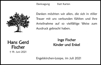Anzeige von Hans Gerd Fischer von  Anzeigen Echo 