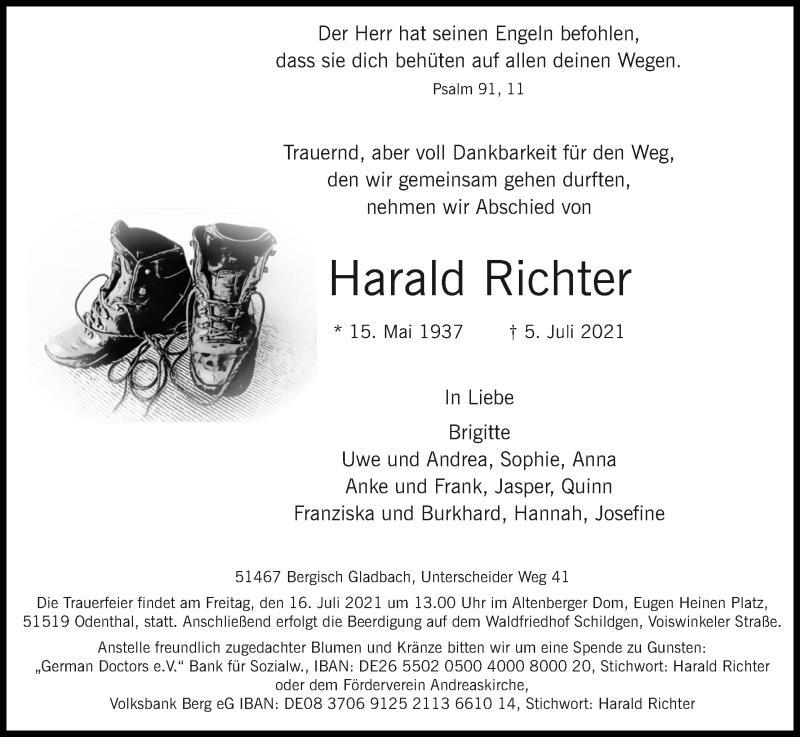  Traueranzeige für Harald Richter vom 10.07.2021 aus Kölner Stadt-Anzeiger / Kölnische Rundschau / Express