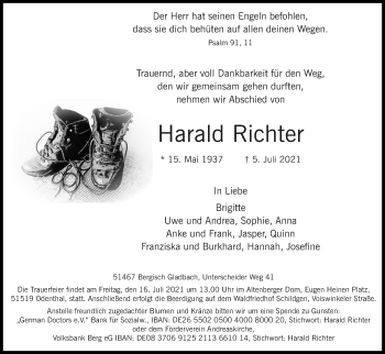 Anzeige von Harald Richter von Kölner Stadt-Anzeiger / Kölnische Rundschau / Express