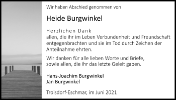 Anzeige von Heide Burgwinkel von Kölner Stadt-Anzeiger / Kölnische Rundschau / Express