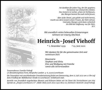 Anzeige von Heinrich-Josef Viehoff von Kölner Stadt-Anzeiger / Kölnische Rundschau / Express