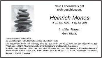 Anzeige von Heinrich Mones von  Wochenende 
