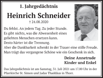 Anzeige von Heinrich Schneider von  Werbepost 