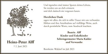 Anzeige von Heinz-Peter Alff von  Schaufenster/Blickpunkt 