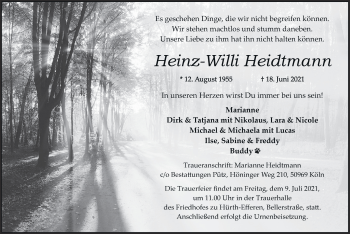 Anzeige von Heinz-Willi Heidtmann von  Wochenende 