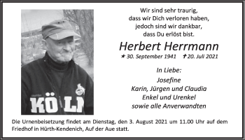 Anzeige von Herbert Herrmann von  Wochenende 